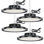 CHENGCHILIT LED High UFO Bay Light 4 Pack, 100W 15000LM 7000K UFO LED High Bay Lights with 110V Plug 6.56ft Cords, Super Bright Commercial LED Lights for Outdoor Gym High Bay Lighting