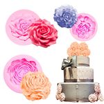 Large Rose Flower Silicone Molds Chocolate, 3 Packs Peony Carnation 3D Fondant Molds for Wedding Cake Decoration, Birthday Cupcake Topper, Soap, Candy, DIY Craft, Polymer Clay