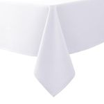 Biscaynebay Textured Fabric Tablecloths 90 X 156 Inches Rectangular, White Water Resistant Tablecloths for Dining, Kitchen, Wedding and Parties etc. Machine Washable