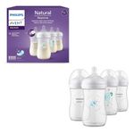 Philips Avent Natural Response Baby Gift Set, 4 Natural Response Baby Bottles 260 ml with T3 (1 m+ Teats), SCY903/61