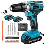 Cordless Drill Driver 20V, Combi Dill Kit with 2 * 2000mAh Lithium Ion Battery, Impact Driver 29 PCS, Screwdriver Set 25+3 Clutch,Hammer Drill for Drilling and Screw Driving