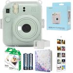 Fujifilm INSTAX Mini 12 Camera Mint Green id Bundle – Includes Mini 12 Green Camera, 20-Shot INSTAX Mini Film, Clear Glitter Camera Case, Photo Album & Hanging Wall Photo Display