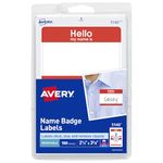 Avery Border Name Badge Labels, Red, Pack of 100, 2.34 x 3.375 Inches (5140)