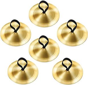 Boao 6 Pieces Finger Cymbals Belly Dancing Finger Dance Finger Zills Dance Finger Musical Instrument for Dancer Party (Brass, Gold)