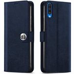 TheGiftKart Genuine Leather Finish Flip Cover for Samsung Galaxy A50s / A50 / A30s | Inside Pockets & Inbuilt Stand | Wallet Style Back Case | Designer Button Magnet Closure (Blue)