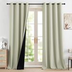 HOMEMONDE 100% True Blackout Curtains -Door Curtains 7 Feet Set of 2 - Thermal Insulation Blackout Curtain, Black Backing & Fade Resistant Drapes - 84 Inch, Ivory Mist