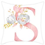 Eanpet Throw Pillow Covers Alphabet Decorative Pillow Cases ABC Letter Flowers Cushion Covers 18 x 18 Inch Square Pillow Protectors for Sofa Couch Bedroom Car Chair Home Decor (S)