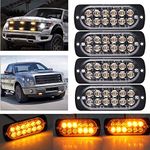 Ricoy Super Bright Amber 12-LED 12-24V 36W Car Truck Warning Caution Emergency Construction Waterproof Beacon Flash Caution Strobe Bumper Grill Tail Work Light Bar