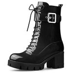 Allegra K Women's Platform Chunky Heel Combat Boots Black 5 UK/Label Size 7 US