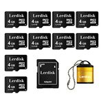 Lerdisk Factory Wholesale Micro SD Card 4GB C6 Pack of 10 in Bulk Micro SDHC with SD Adapter Produced by Authorized Licencee (4GBX10)