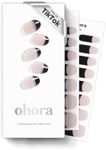 ohora Semi Cured Gel Nail Strips (N Chic French) - Works with Any Nail Lamps, Salon-Quality, Long Lasting, Easy to Apply & Remove - Valentine's Day Gel Nail Wraps, Stickers, Romantic Gift Ideas