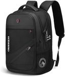 CROSSGEAR 30L Anti-Theft Lockable Laptop Backpack, 17.3 Inch Waterproof Travel Laptop Bag with Dual USB Charging Port, Ergonomic Rucksack for Work Travel School Business Men Women Ideal Gift, Black