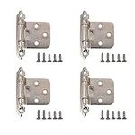 Lxoraziy 4 Pcs Self Closing Hinges, 270 Degree Self Close Full Overlay Standard Hinge-Nickel Plated, Flush Cabinet Hinge with Screws, for Kitchen, Bedroom, Living Room, Cabinet, Door, Window (Silver)