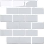 HyFanStr Peel and Stick Backsplash for Kitchen, Self Adhesive Stick on Tiles Splashback, Grey 3D Tile Sticker for Bathroom(Pack of 10)