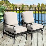 Patio Festival ® Outdoor Chair Bistro Cushioned Rocking Sofa Chairs Patio Furniture Sets Modern Conversation Set with 5.1 Inch Thick Seat Cushions (2PCS-2, White)