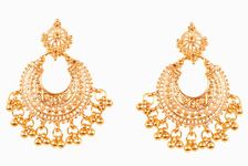 Touchstone Indian earrings for women jewelry jhumkas bollywood jewellery gold wedding bronze jhumka chandbali set golden clip on folklorico chandelier desi large light weight filigree in gold tone,