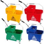 20 Litre Strong Kentucky Mop Dual-Bucket & Wringer System With Durable Wheels and Carrying Handle Great For Commercial Use Floor Cleaning Buckets (1, Blue)