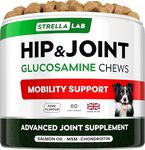 STRELLALAB MAX Strength Joint Supplement for Adult & Senior Dogs – Advanced Glucosamine Joint Care – Arthritis Pain Relief & Mobility Support – Soft Chews – Made in UK – 60 Count