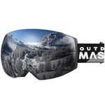 OutdoorMaster Asian Fit Ski Goggles PRO - Frameless, Interchangeable Lens 100% UV400 Protection Snow Goggles for Men & Women (Sliver VLT 10%)