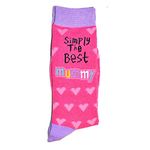 SHATCHI Simply The Best Mummy Novelty Socks For Women Designer Socks For Mums Birthday Christmas Mothers Day Gift, Pink and Purple