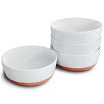 Mora Ceramic Flat Bowls Set of 4-25 oz- For Soup, Salad, Rice, Cereal, Breakfast, Dinner, Serving, Oatmeal, etc - Microwave, Dishwasher and Oven Safe Porcelain Bowl for Eating and Kitchen - Vanilla