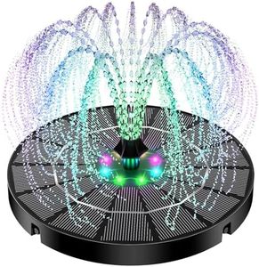 Solar Fountain Water Pump with 7 Color LED Lights, Upgrade 3W Solar Water Fountain with 1500mAh Battery and 7 Nozzles, Floating Solar Powered Water Fountain Pump for Bird Baths,Ponds,Patios,and Pools