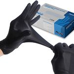 Black Nitrile Gloves,Disposable Gloves, Latex Free, Powder Free, Soft with Textured Tips, Food Grade Gloves,100 Pcs/Box (Medium, Black)