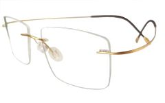 Circleperson Rimless Titanium Eyeglass frames Men Hingeless Light weight 55-18-140, Gold+brown, Lens width 54 mm