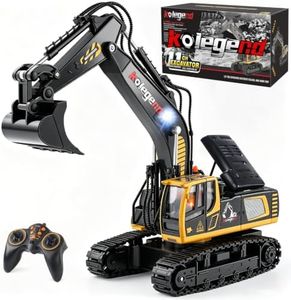 kolegend Remote Control Excavator Toy 16 Inch, 9 Channel RC Construction Vehicles Hydraulic Haulers Digger Toys Gift for 6 7 8 9 10 Years Old Kids Boys
