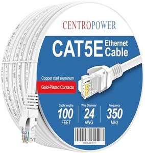 CENTROPOWER Cables Cat5e Ethernet Network Patch Cable, White 100ft Internet Wire for Modem, Router, Pc, TV, Consoles，High Speed Internet…