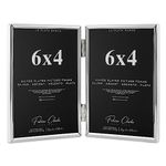 Silver Plated Photo Frame Double Book Style Picture Frame Plain Satin Finish and Tarnish Protected for Wedding Picture or Family Photo (6x4)