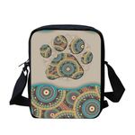 Kuiaobaty Boho Paws Crossbody Bag for Women Ethnic Mandala Print Small Phone Bags, Folk Art Dahlia Flower Travel Zipped Cross Body Bag