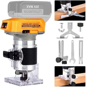 Nichilas Cordless Trimmer Router, Brushless Hand Edge Trimmer for Wood Working Slotting, Trimming, Carving 1/4" Collet, Compatible with DEWALT 20V MAX Battery (NO BATTERY)