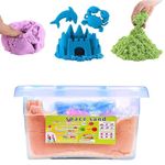 calldrishe Kinetic Play Sand Bucket Activity Toy Kit with 5 Pieces Mould Beach Toys for Children (1 Kg)