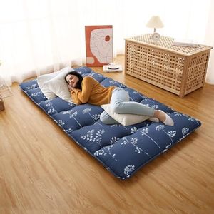 GarveeHome Japanese Futon Mattress, Twin Size Futon Floor Mattress Japanese Style Floral Pattern Mattress for Floor, Tatami Mat, Sleeping Mattress Pad for Camping Travel, Flowers Navy