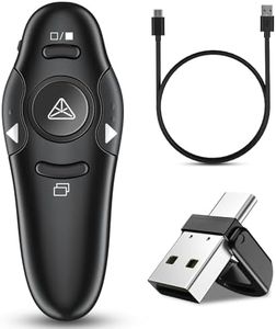 2-in-1 USB Type C Presentation Clicker Wireless Presenter Remote Clicker for PowerPoint Presentations with Laser Pointer, Rechargeable USB C PowerPoint Clicker Slide Advancer for Computer/Mac/Laptop