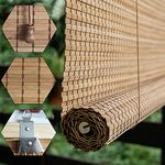 Roller Blind Retro Bamboo Blinds,Natural Wood Window Shades Blinds,Sun Protection Bamboo Roll Up Window Blind,Decorative Curtain,for Windows/Doors/Balconies,with Side Pull (W130xH235cm/51x93in)