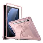 Fintie Shockproof Case for Samsung Galaxy Tab S9 FE 10.9 Inch/Galaxy Tab S9 11 Inch 2023, Tuatara Rugged Unibody Hybrid Full Protective Bumper Kickstand Cover Built-in Screen Protector (Rose Gold)