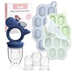 Baby Breastmilk Popsicle Molds with Baby Fruit Feeder Pacifier - btrfe Baby Silicone Nibble Freezer Tray Food Storage Containers for Toddler Teething & Infant Self Feeding,Blue