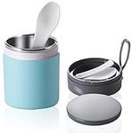 Irtyif Cereal Cup with Spoon, Food Flask for Hot Food, 450 ml Insulated Food Containers with a Foldable Spoon, Kids Soup Flask, Stainless Steel Lunch Box for School, Office, Picnic,Outdoor, Blue