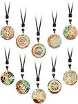 10 Pieces Chakra Necklace Orgonite Necklace Crystal Pendant Necklace Spiral Chakra Healing Energy Necklace Adjustable Reversible Pendant for Women Men,1.4 Inches, natural stone and chakra stone,