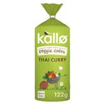 Kallo Thai Curry Veggie Cakes, Lentil & Pea Puffed Crackers Made From Plants, Coconut Curry, Low Fat Healthy Snacks, Vegetarian Friendly, Gluten Free, No Artificial Flavours, Single Pack 1 x 122 g