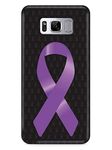 Inspired Cases - 3D Textured Galaxy S9 Case - Rubber Bumper Cover - Protective Phone Case for Samsung Galaxy S9 - Purple Awareness Ribbon - Black