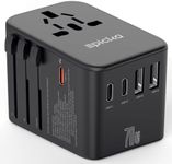 Epicka 70W GaN PD Universal Travel Adapter, 3USB-C/2USB-A | International Power Adapter for EU/US/UK/AU, PD Fast Charging for Multi-Device Travel, TA-105 Pro, Black