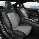 GIANT PANDA Customized Full Set Car Seat Covers Fit Ford Mustang Coupe Hardtop 2015 2016 2017 2018 2019 2020 2021 2022 2023 2024 2025- (Black+Grey)