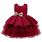 Dressy Daisy Baby Girls' Special Occasion Dresses Wedding Flower Girl Tiered Dress Ball Gown Size 9-12 Months, Burgundy