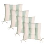OHS 4 Pack Seat Pads for Dining Chairs, Stripe Chair Cushions Soft Comfy Outdoor Cushions with Ties for Garden Furniture Bistro Chairs Kitchen Dining Chair Seat Pads, Sage/Cream - 40 x 40cm