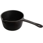 Cedilis 1 Quart/ 32 Ounce Cast Iron Basting Pot with Handle, Heavy Duty Construction Sauce Pot for Grilling and Oven, Black