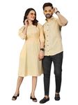 Ozurdex Couple Combo Cotton Mens Shirt & Women's Tunic Combo with Elegant Design(Men - L/Women - M_Yellow)