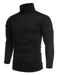 COOFANDY Men's Turtleneck Jumper Roll Neck Tops Turtle Neck Sweaters Slim Fit Roll Neck Jumpers Long Sleeved Turtleneck Shirts Polo Neck Jumpers for Men Black L